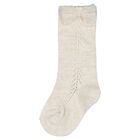 Younger Girls Beige Bow Knitted Socks, 2, hi-res
