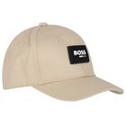 Boys Beige Logo Cap, 2, hi-res