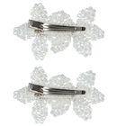 Girls White Embellished Flowers Hair Clips ( 2-Pack ), 1, hi-res