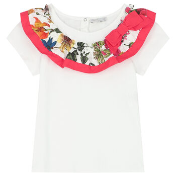 Girls White Ruffled Top