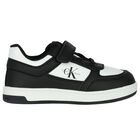 Boys Black & White Logo Trainers, 1, hi-res