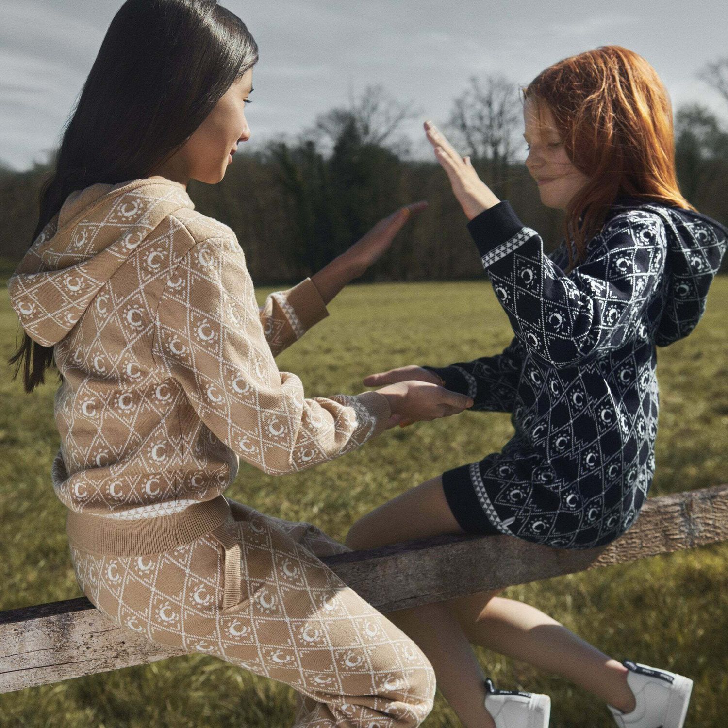 Girls Navy Logo Hooded Knitted Dress, 1, hi-res