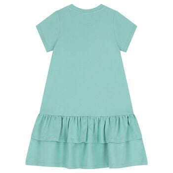 Girls Green Butterflies Logo Dress