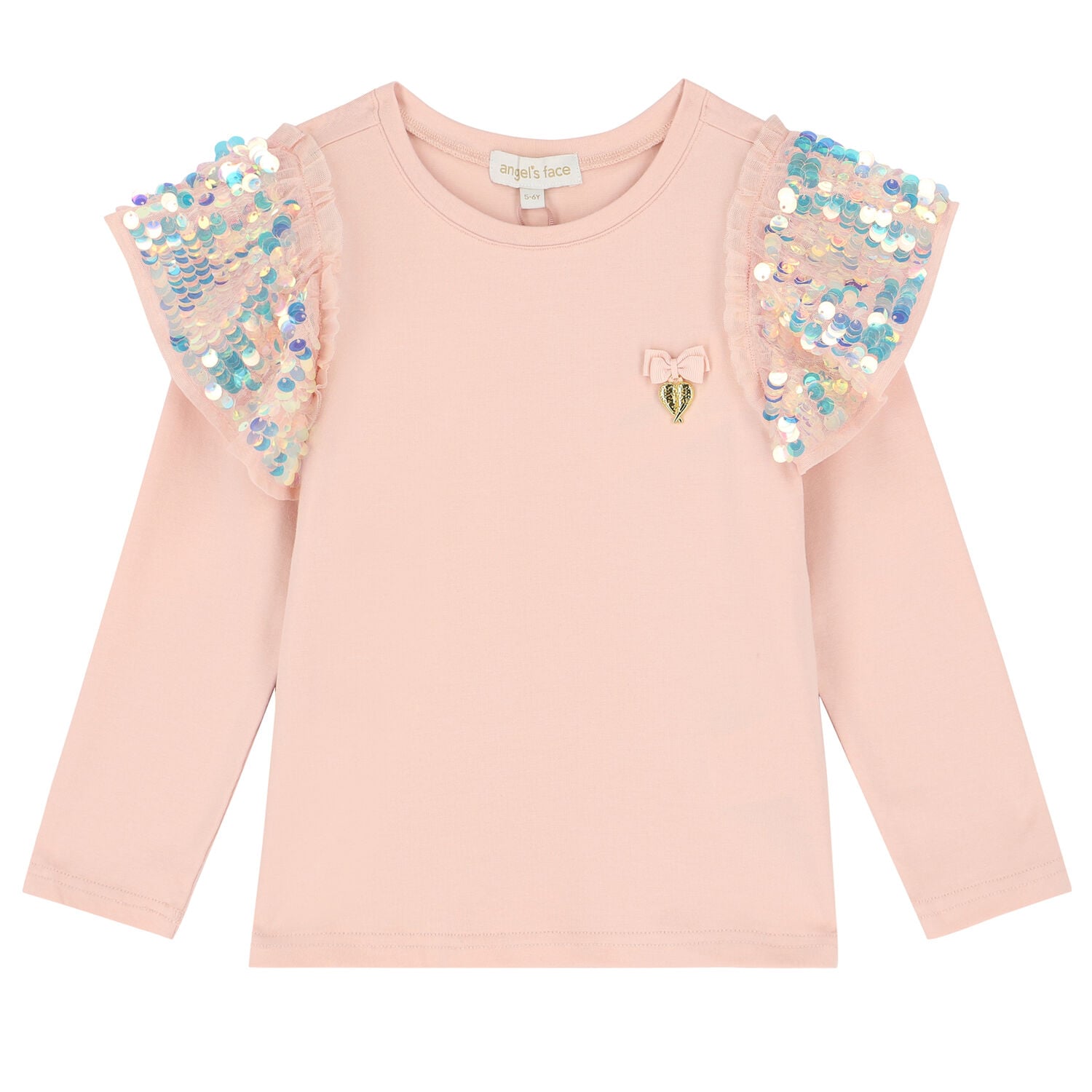 Girls Pink Sequin Long Sleeve Top, 1, hi-res