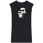 Girls Black Logo Dress, 2, hi-res