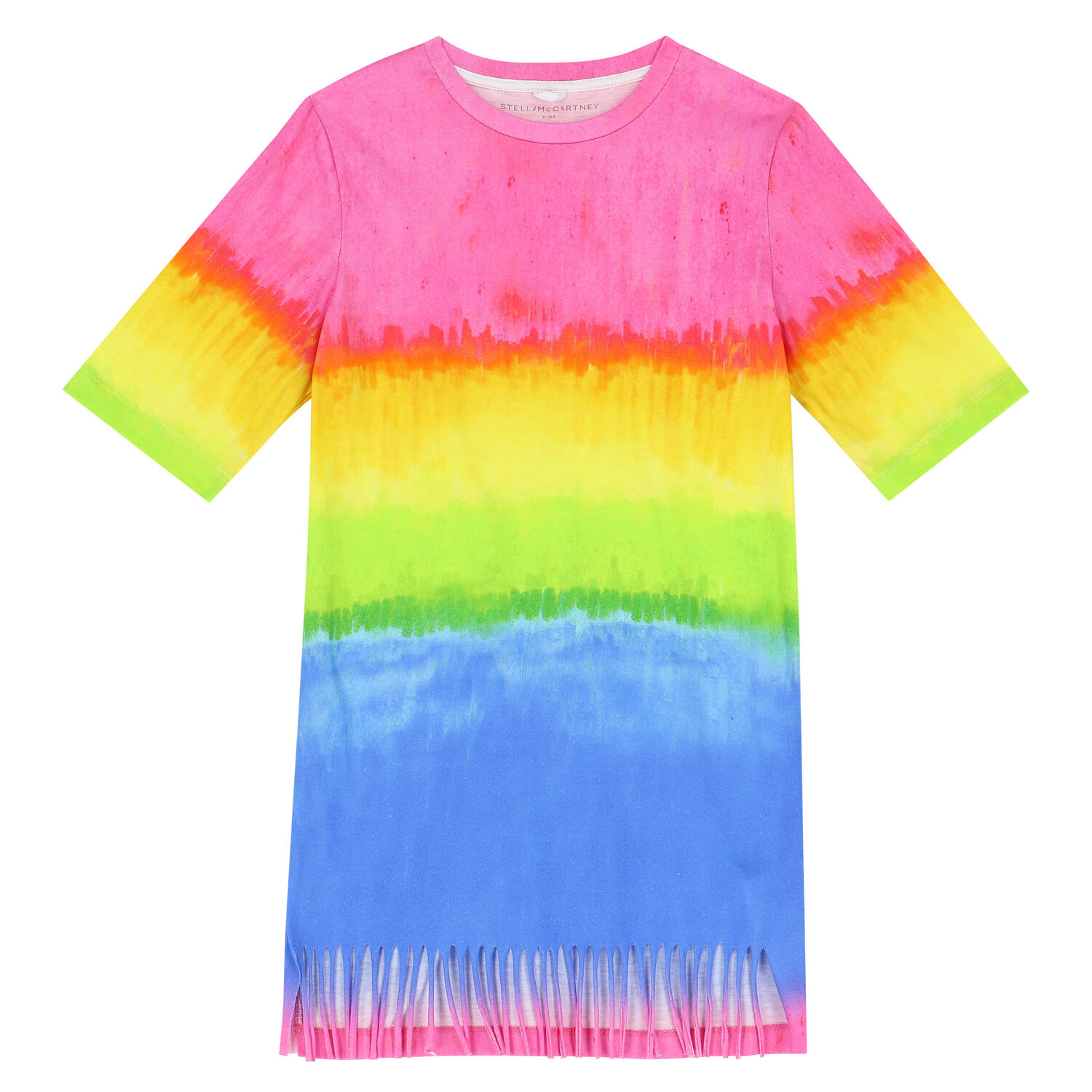 Girls Rainbow Cotton Dress, 1, hi-res
