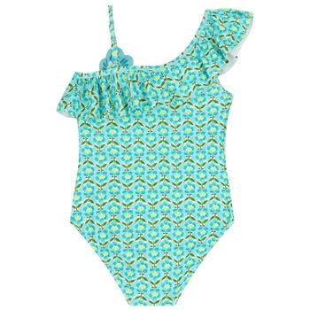 Girls Green Floral Swimsuit