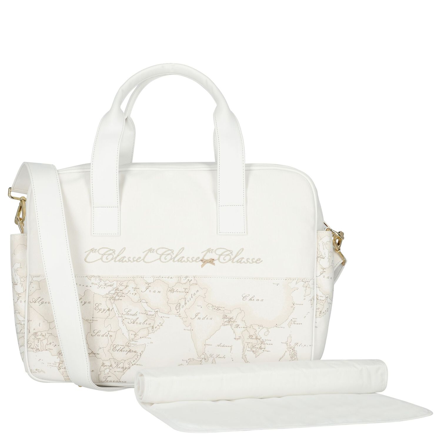 Ivory & Beige Geo Map Baby Changing Bag, 1, hi-res