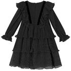 فستان بنات شيفون منقط باللون الأبيض والأسود, 1, hi-res