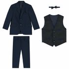 Boys Navy Blue Suit Set (4 Piece Set), 1, hi-res