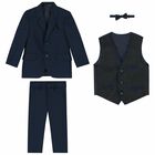 Boys Navy Blue Suit Set, 1, hi-res