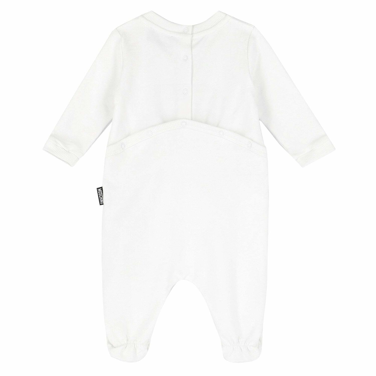 White Squeaky Teddy Logo Babygrow, 1, hi-res