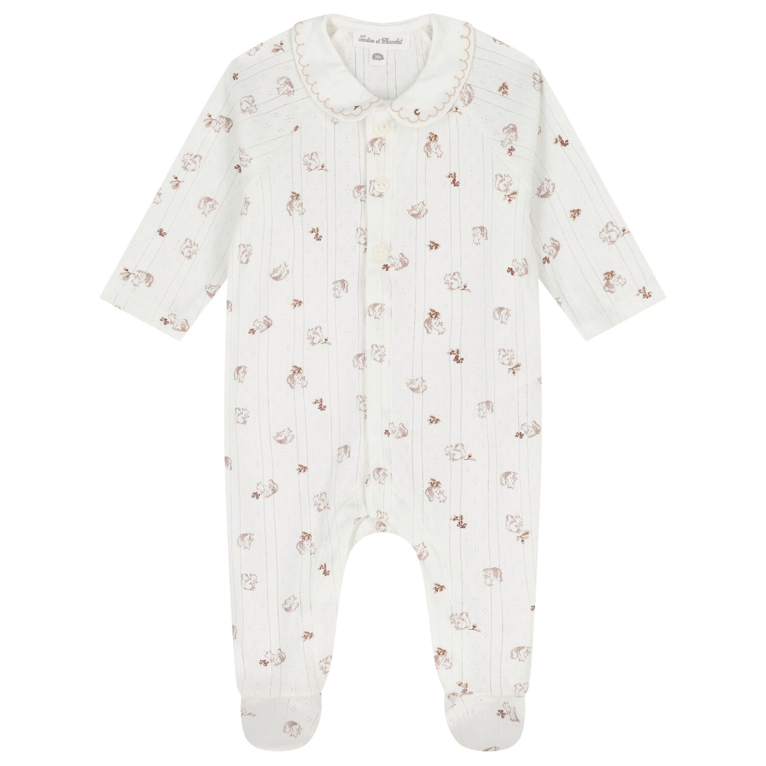 Ivory & Beige Squirrel Babygrow, 1, hi-res