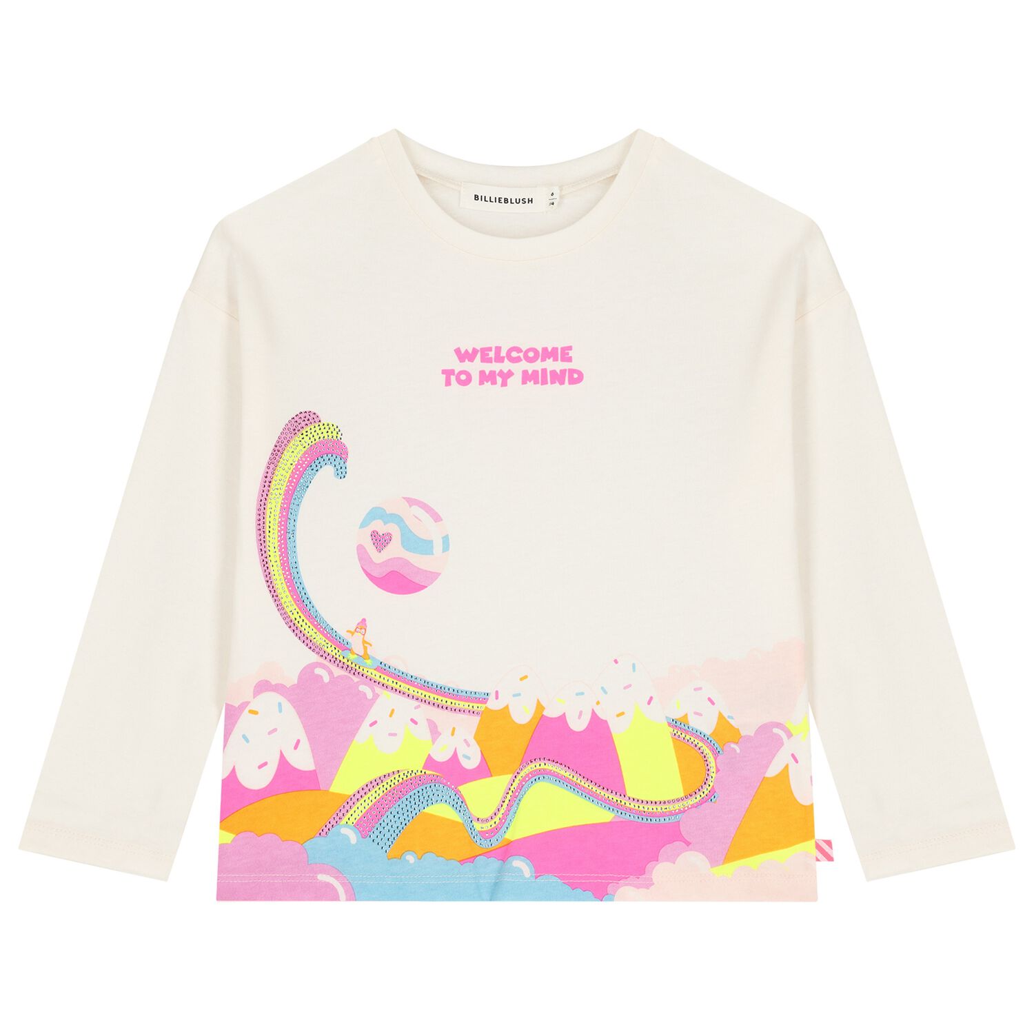 Girls Ivory Fantasy Landscape Long Sleeve Top, 1, hi-res