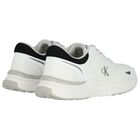 White Mesh Logo Trainers, 1, hi-res