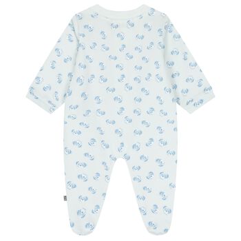 Baby Boys Blue Teddy Bear Logo Babygrow