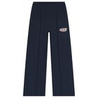 Girls Navy Blue Logo Trousers, 1, hi-res