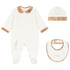Baby Boys Navy Blue & Beige Geo Map Babygrow Gift Set, 1, hi-res