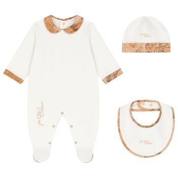 Ivory & Beige Geo Map Babygrow Gift Set
