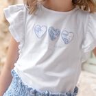 Girls White Hearts T-Shirt, 1, hi-res