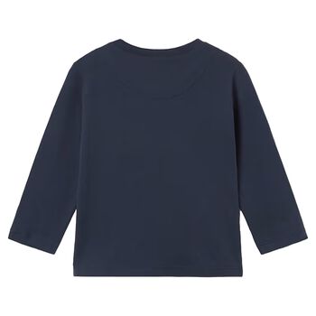 Younger Boys Navy Blue Slogan Long Sleeve Top