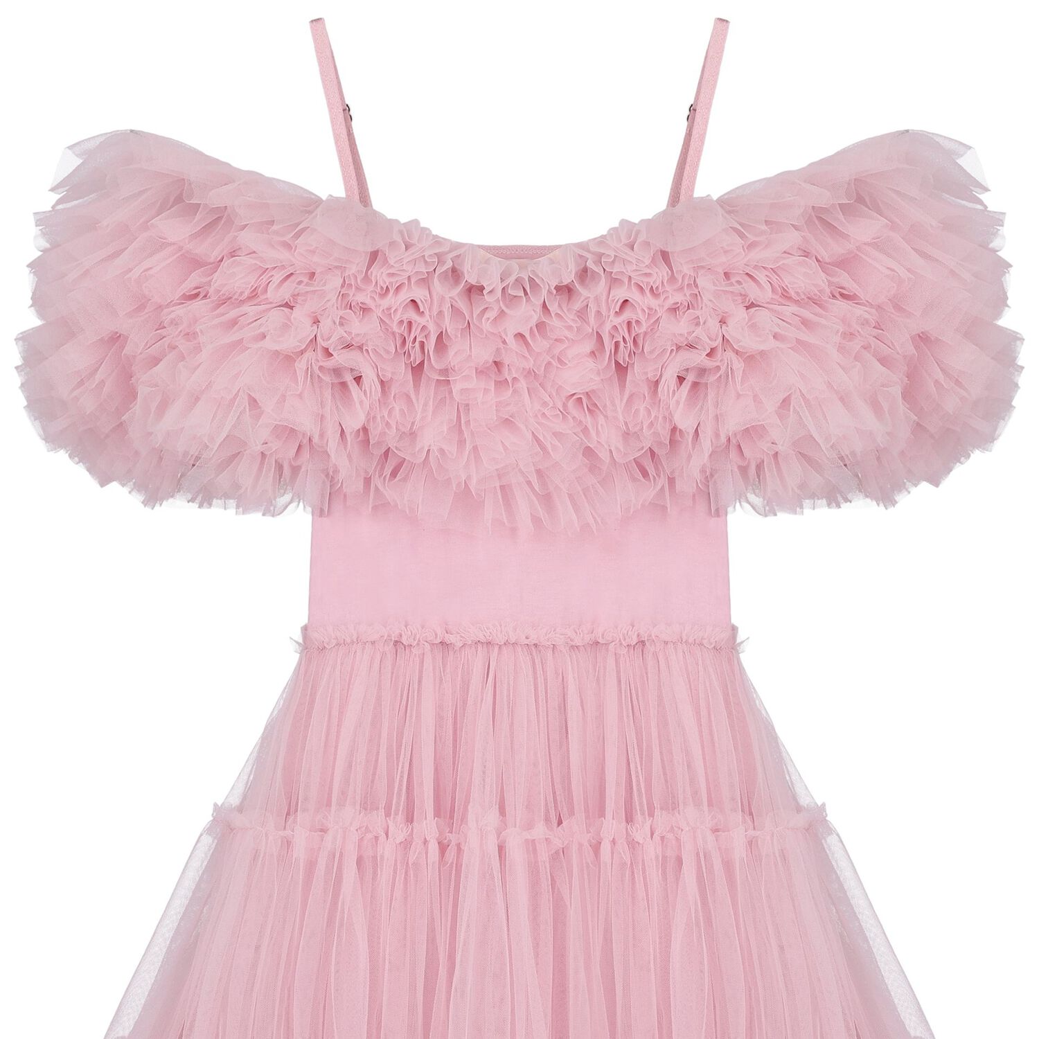 Girls Pink Ruffled Tulle Dress, 1, hi-res image number null