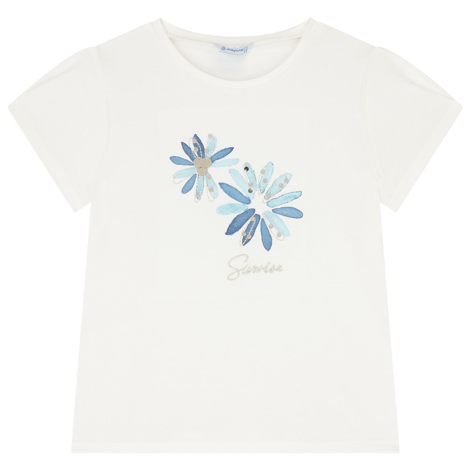 Girls Ivory Flower T-Shirt, 1, hi-res
