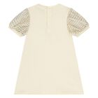Younger Girls Ivory & Gold Bag Dress, 1, hi-res