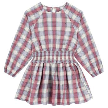 Girls Pink & Blue Check Dress