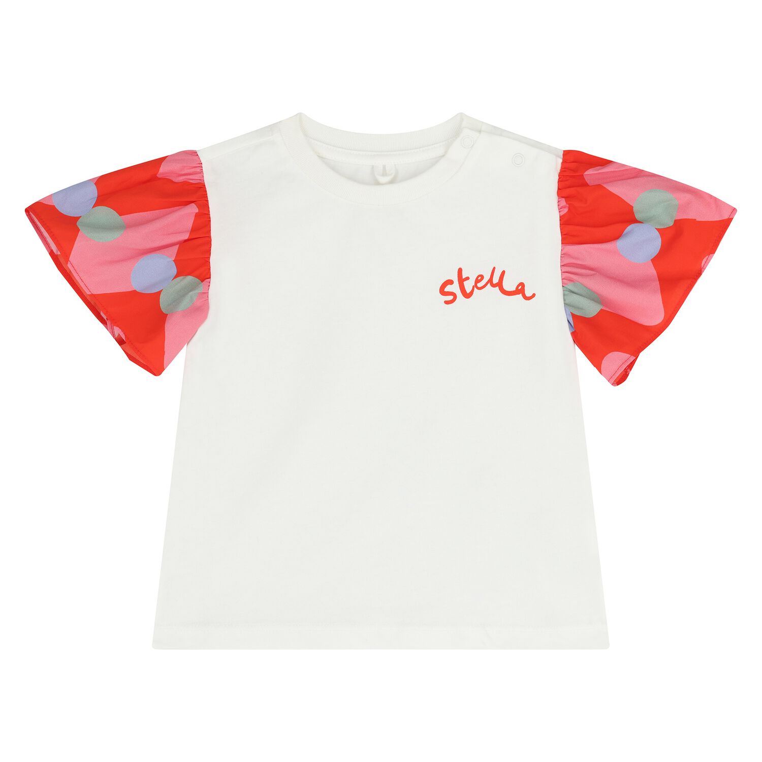 تيشيرت للبنات بشعار باللون العاجي , 1, hi-res