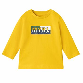 Younger Boys Yellow Logo Long Sleeve Top