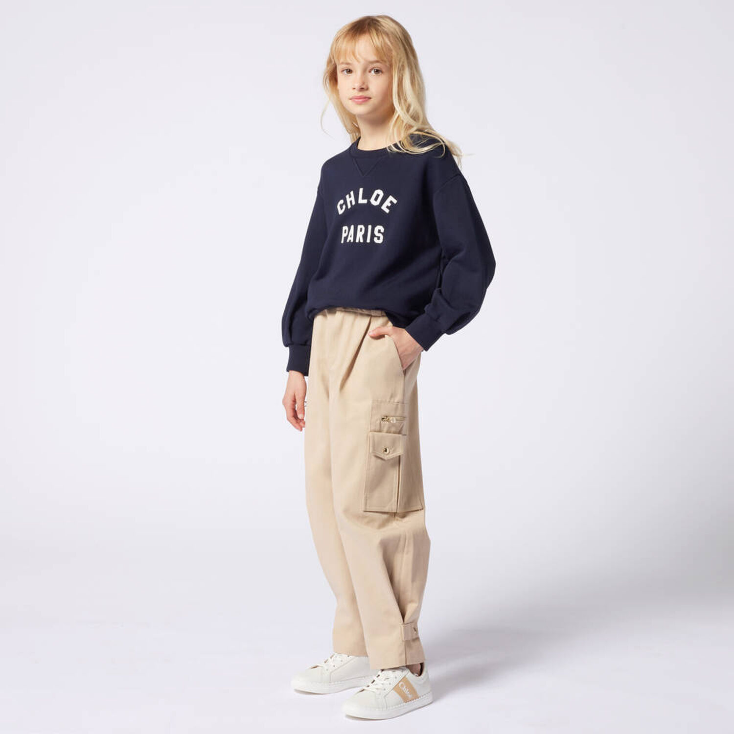 Girls Navy Blue Logo Sweatshirt, 1, hi-res