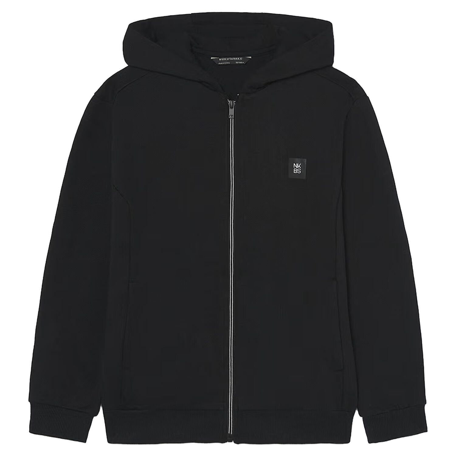Boys Black Hooded Zip Up Top, 3, hi-res