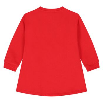 Younger Girls Red Teddy Bear Logo Dress