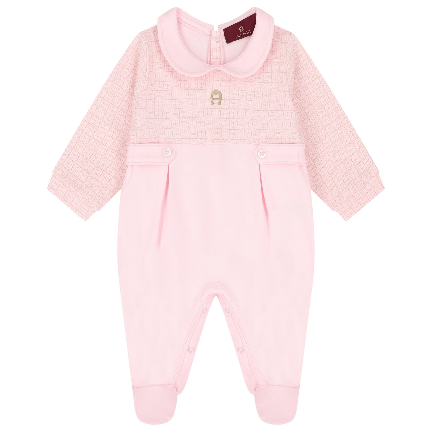 Baby Girls Pink & Gold Logo Babygrow, 3, hi-res image number null