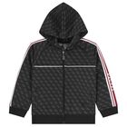 توب اولاد هودى بسحاب بالشعار باللون الاسود, 1, hi-res