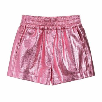 Girls Pink Metallic Shorts