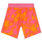 طقم بنات شورت بشعار تريفويل باللون البيج والوردي, 1, hi-res