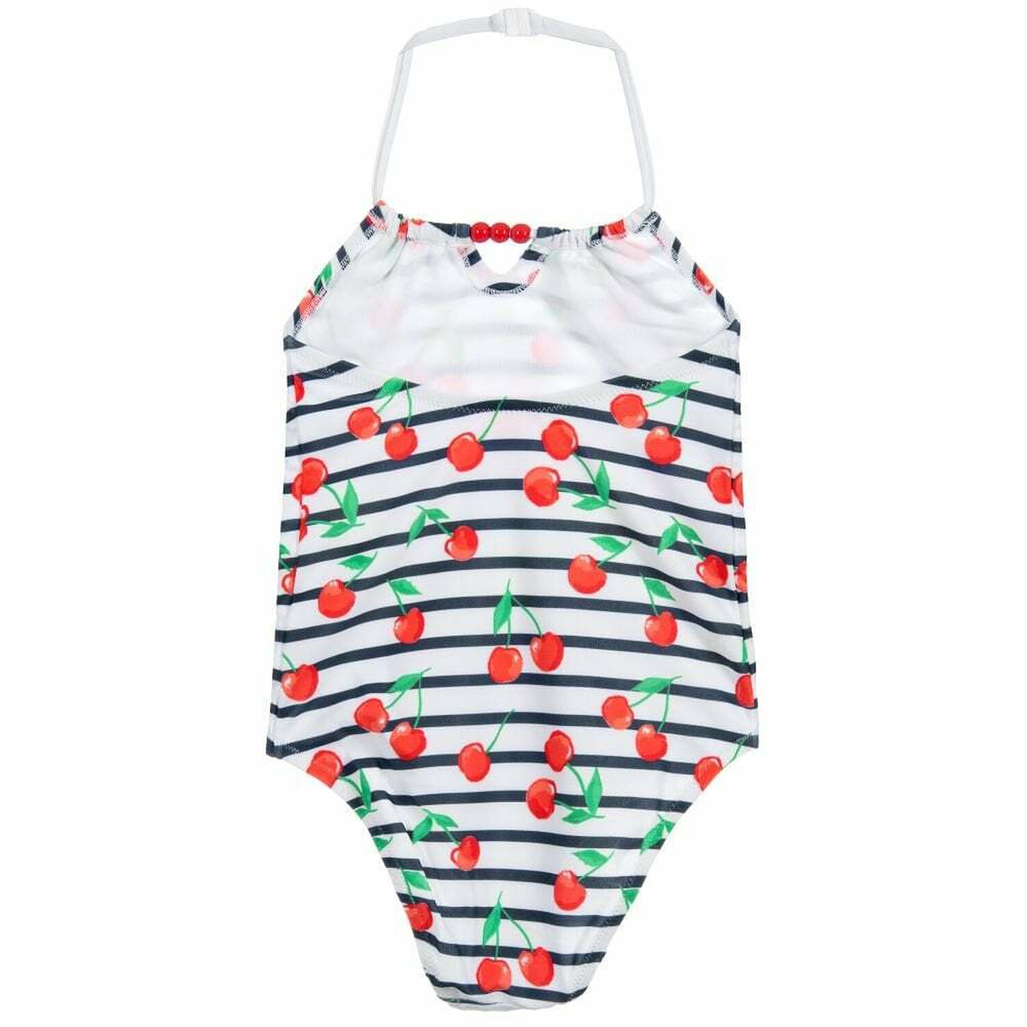 Girls White Printed Swimsuit , 1, hi-res image number null