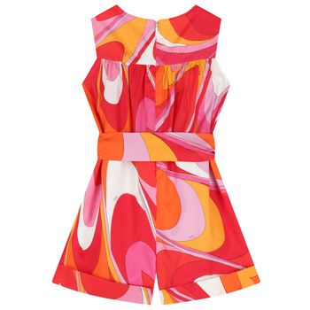 Girls Pink Onde Logo Playsuit