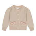 كارديجان باللون  ذهبي بفيونكة للبنات , 1, hi-res