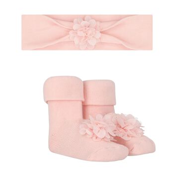 Baby Girls Pink Headband & Socks Set
