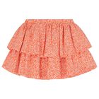 Girls White & Orange Skirt Set, 1, hi-res
