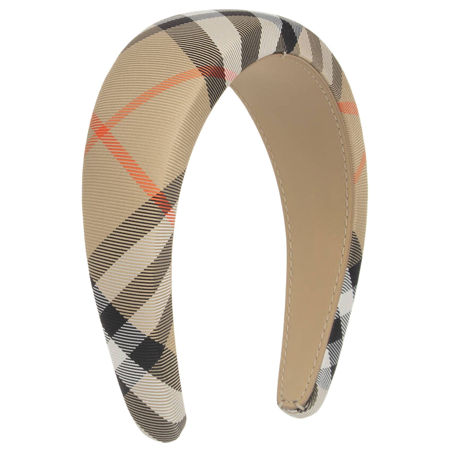 Girls Beige Check Headband, 1, hi-res image number null