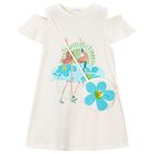 طقم فستان بناتي عاجي اللون مكشكش, 2, hi-res