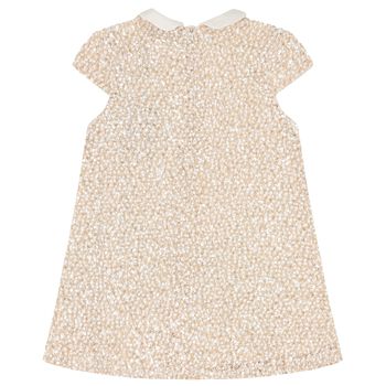 Girls Beige Sequin Dress