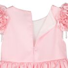 Girls Pink 3D Floral Satin Dress, 1, hi-res