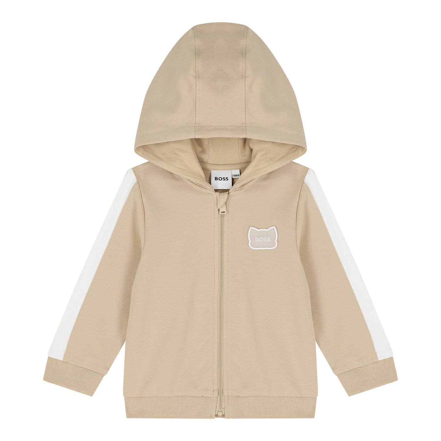 Baby Boys Beige Logo Hooded Tracksuit Gift Set, 1, hi-res