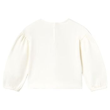 Younger Girls White Printed Long Sleeve Top