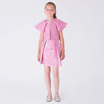 Girls Pink Bow Skirt Set